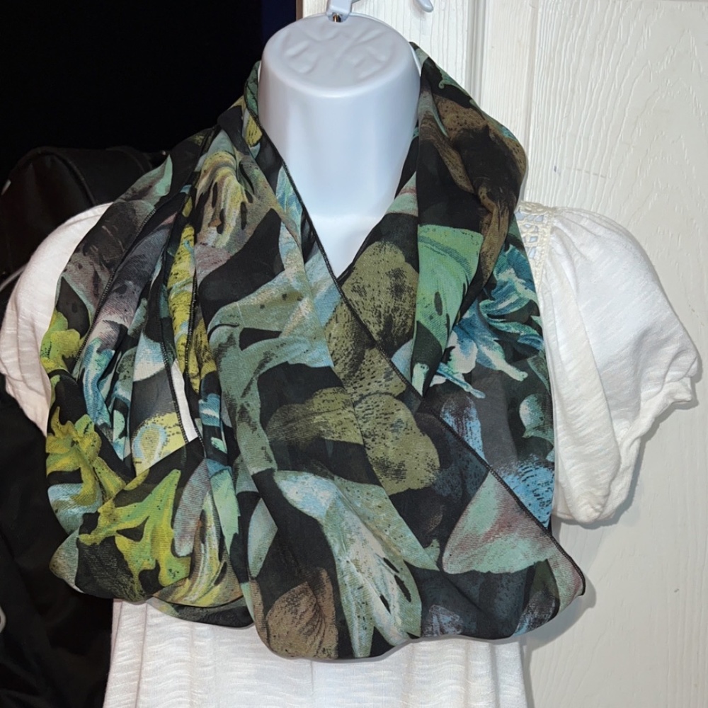 Multi Colored Floal Sheer infinity scarf